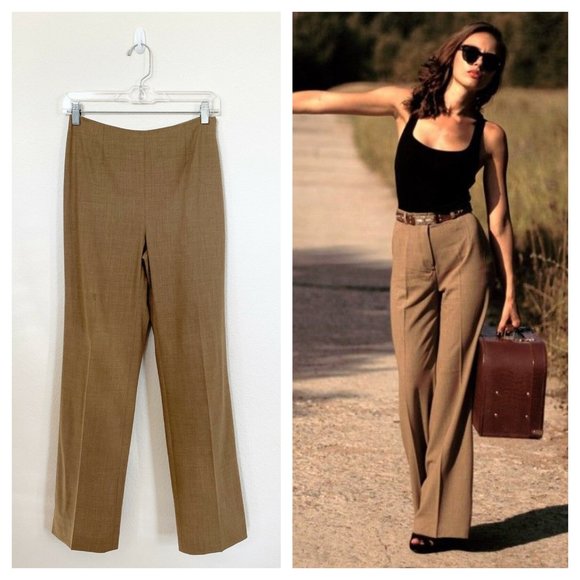 high waisted camel pants